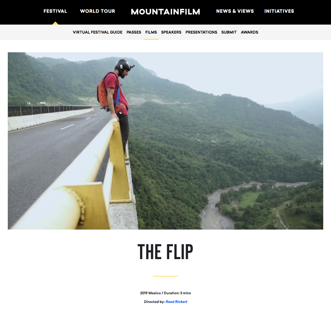 Mountainfilm Festival 2020 Official Selection for “The Flip”